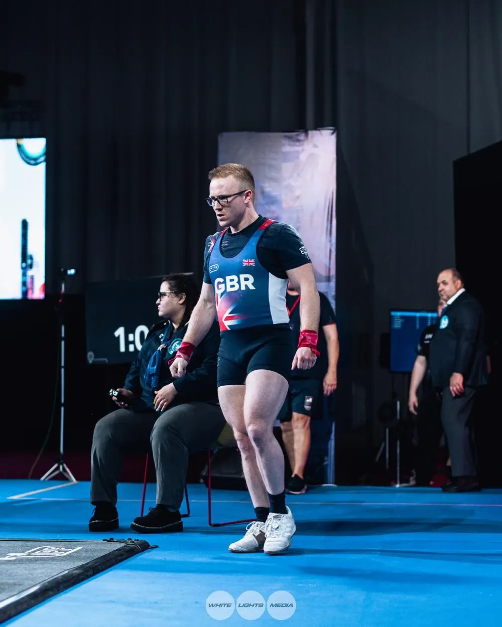 Andrew walking onto the platform, ready to mean business
