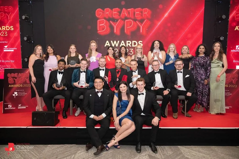 The Greater BYPY Awards 2023 winners gathered on the red-carpeted stage with their trophies