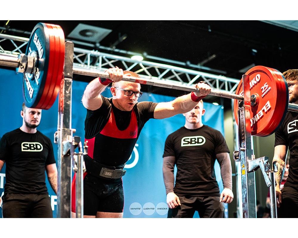 Andrew Ward about to squat at the British Powerlifting Championships 2021