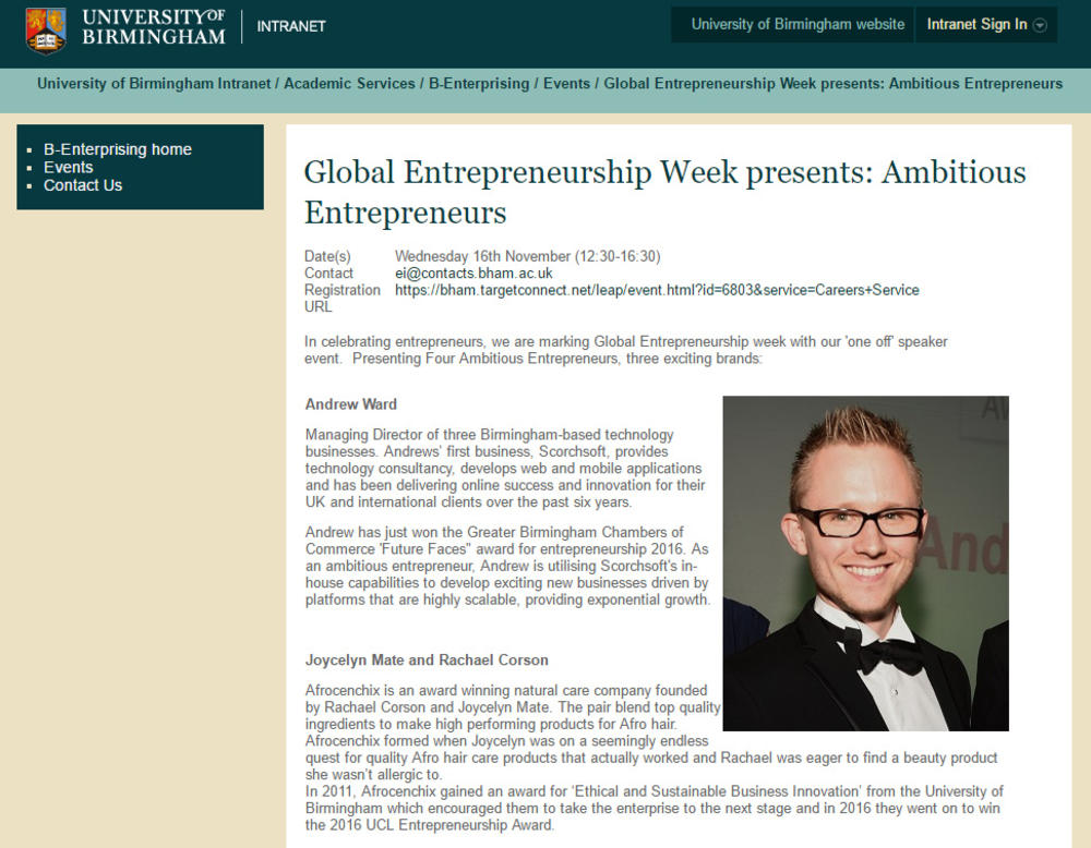 screenshot of GEW event featuring Andrew