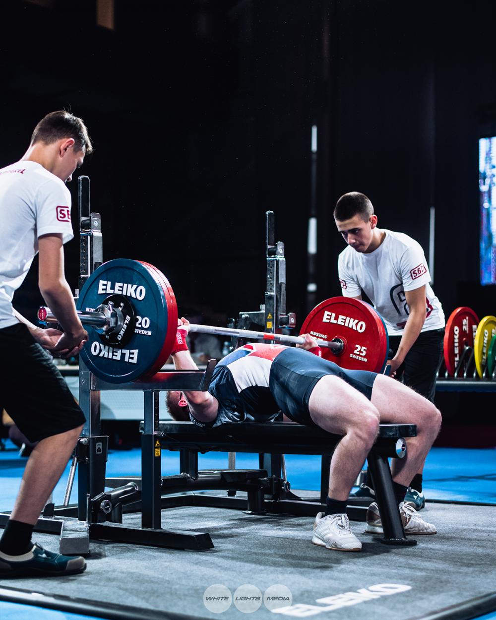 Andrew lifting 170kg in Kazahkstan at the World Bench Press Championships