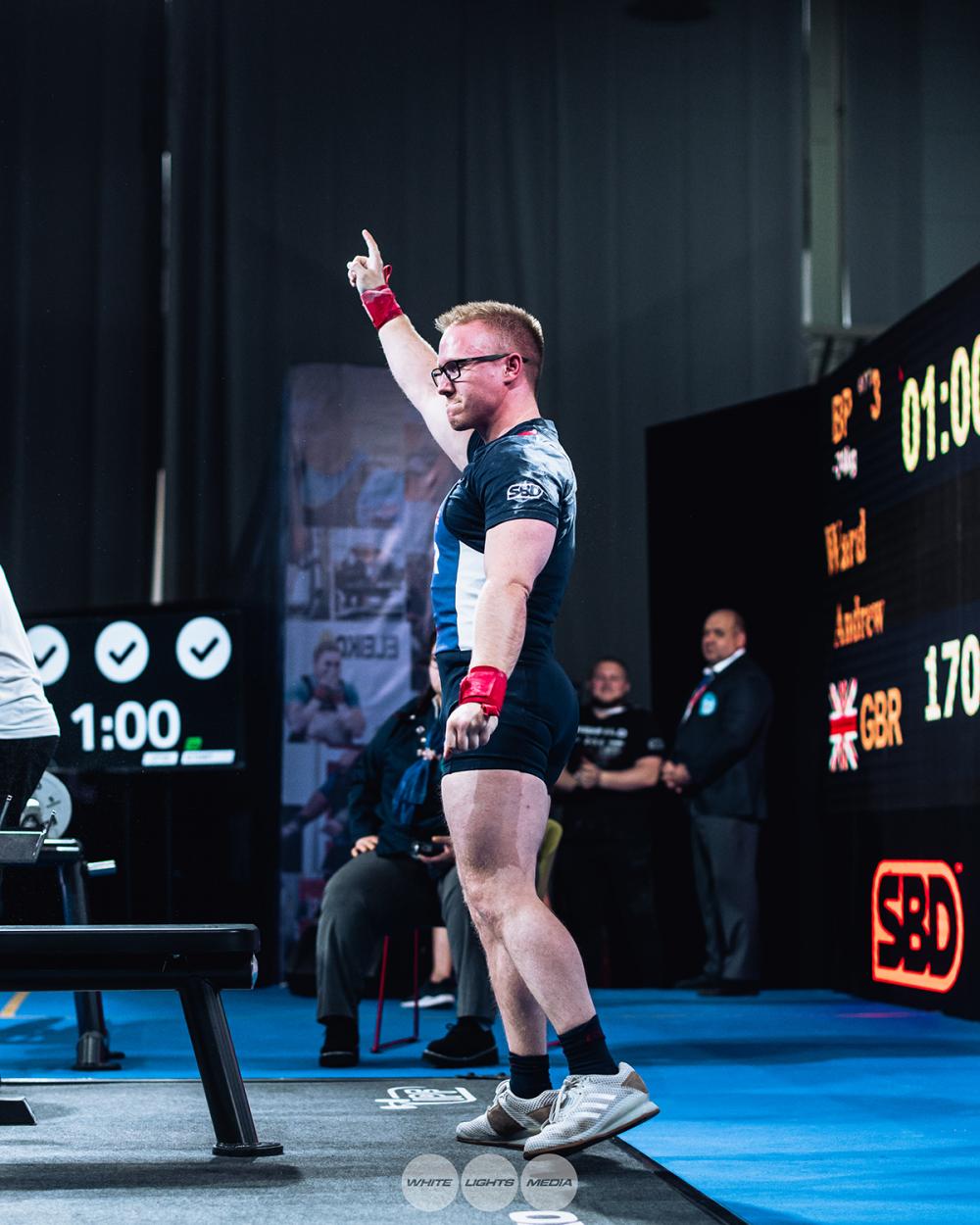 Andrew happy with his 170kg bench press at the world championships, securing fourth place