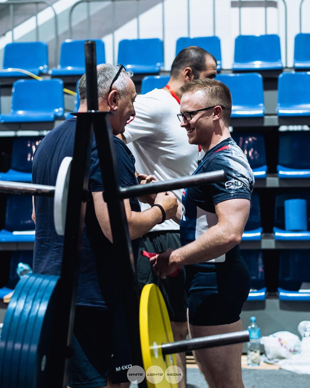 Jakey and Andrew Ward having a celebratory chat after the good performance