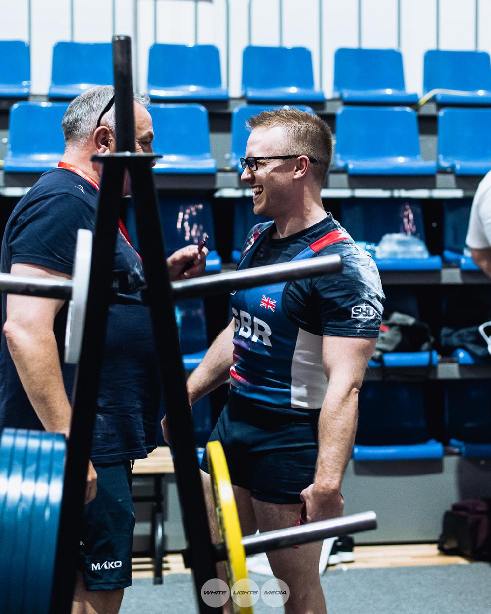 Jakey and Andrew Ward laughing and having a celebratory chat after the good performance